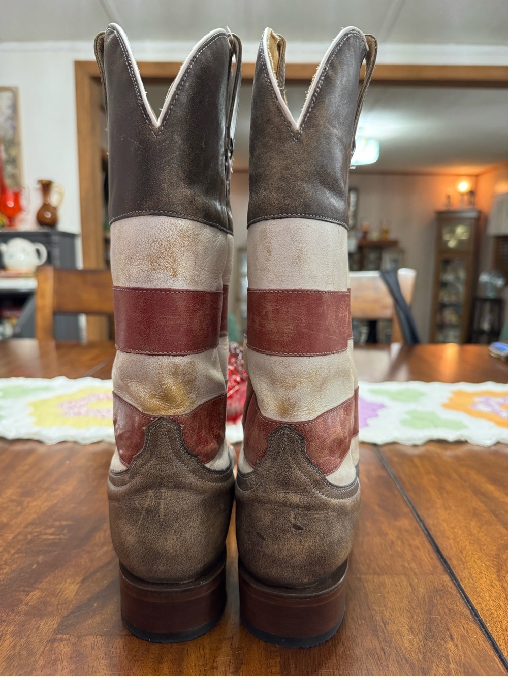 Women Sz 8, fits like 7 to 7 1/2 Roper RED/WHITE/BLUE AMERICANA Leather Boot - Picture 5 of 7